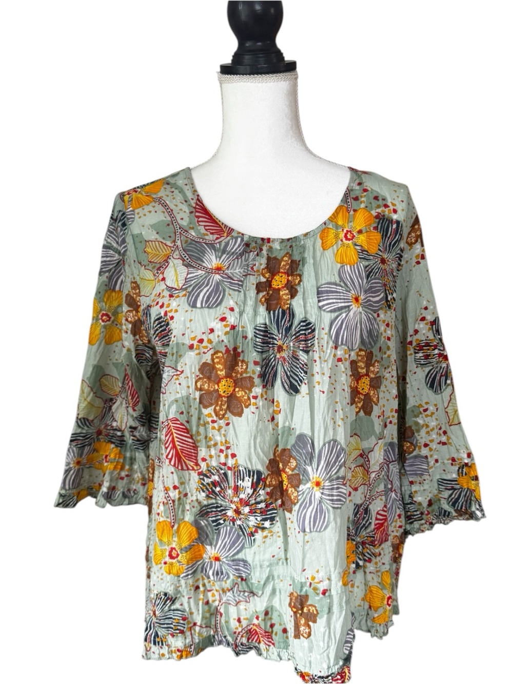 Orientique Australia Organic Cotton Crinkle Floral NWOT Size Small